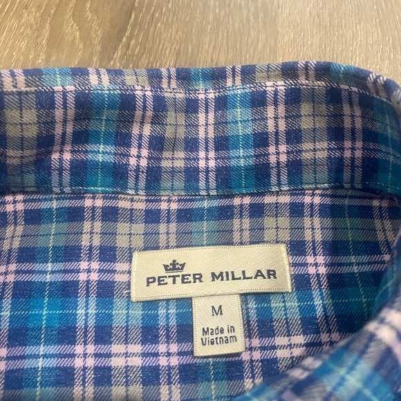 Peter Millar Blue and Pink Casual Button Down Shirt - Picture 4 of 6